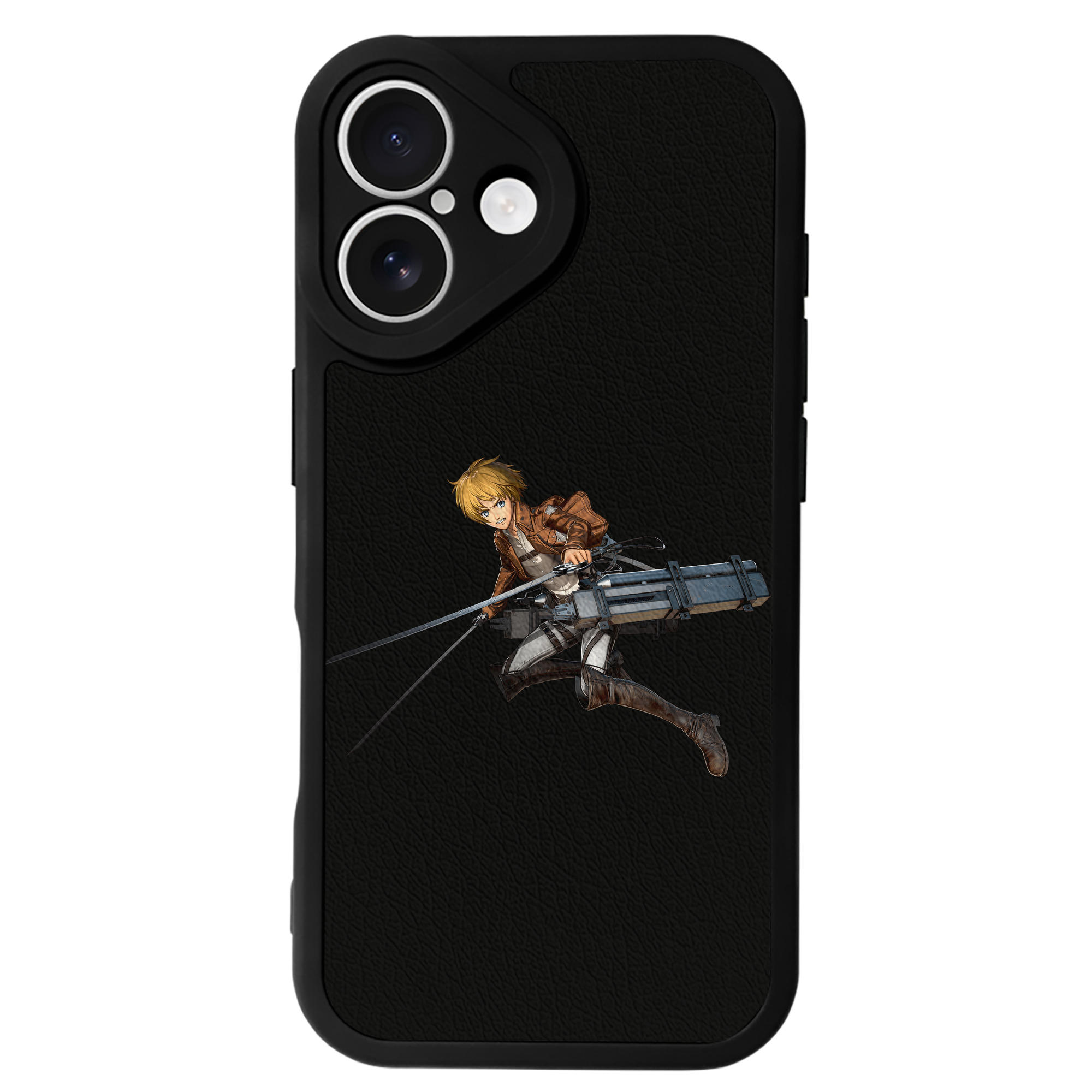 （画像用） 進撃の巨人 アルミン·アルレルト Attack on Titan Armin Arlert 【iPhone 16シリーズ対応】シリコンスマホケース（レザー調） 材質：シリコン